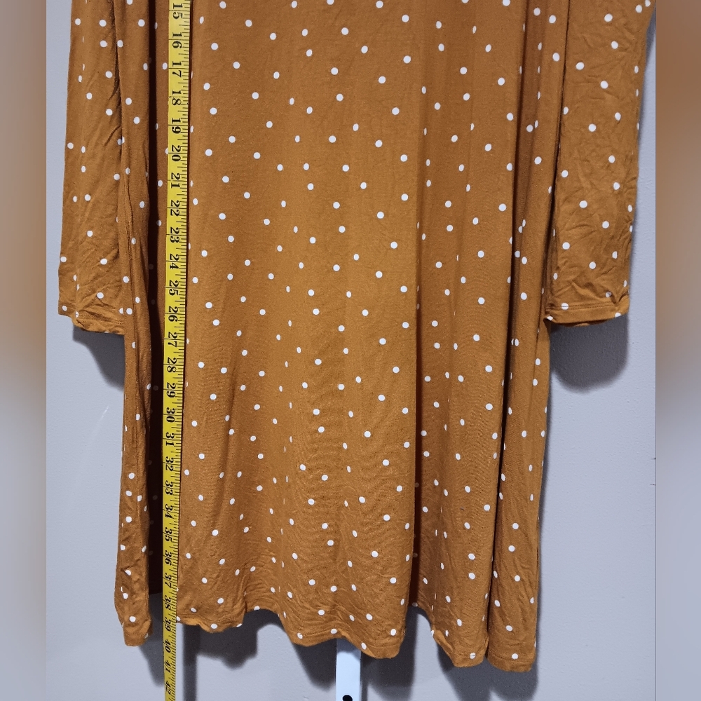 Old Navy (Size XL) Mustard Yellow & White Polka Dot Long Sleeve Shirt Dress - Picture 11 of 12